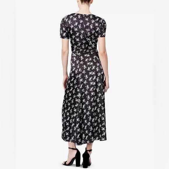 Betsey Johnson Classic Bow Print A-Line Satin Midi Dress in size 10 - Picture 3 of 5